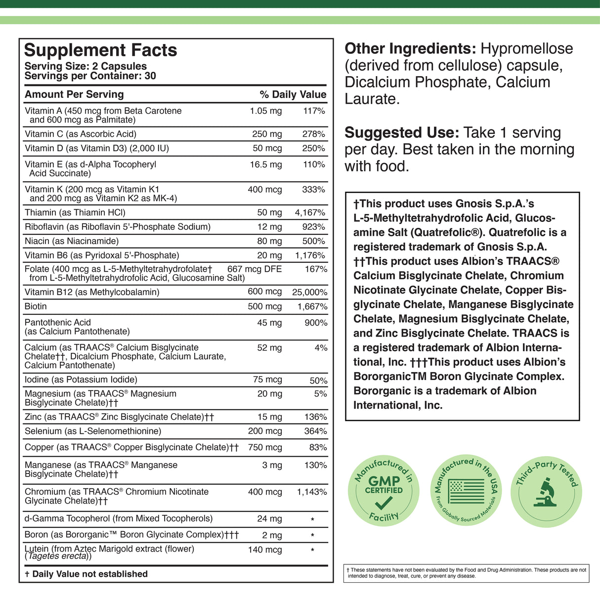 Multivitamin with Methylated B Complex Supplement