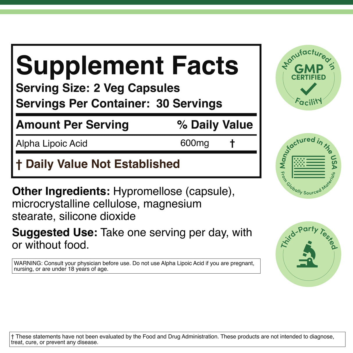 Alpha Lipoic Acid Supplement