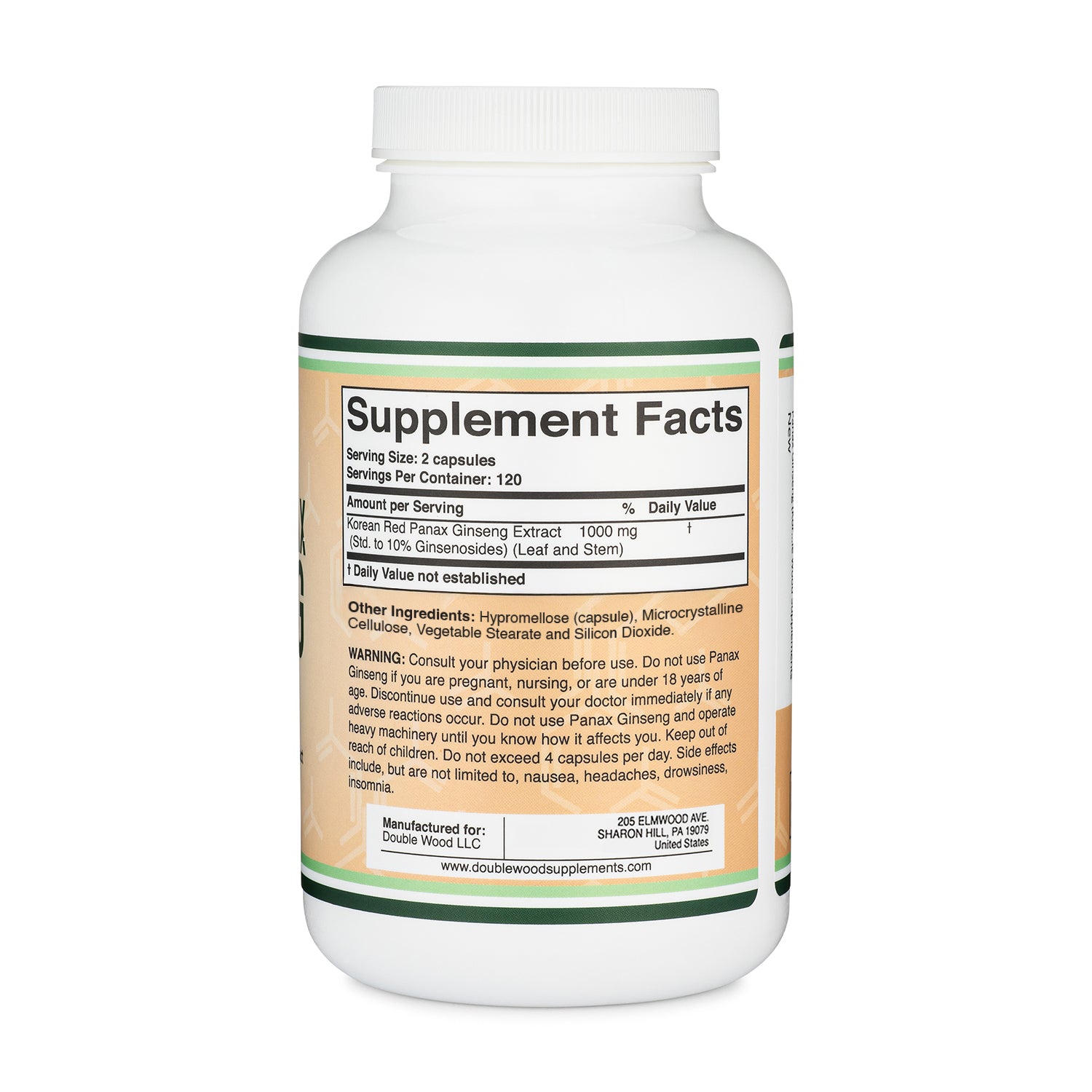 Korean Panax Ginseng Capsules - Double Wood Supplements