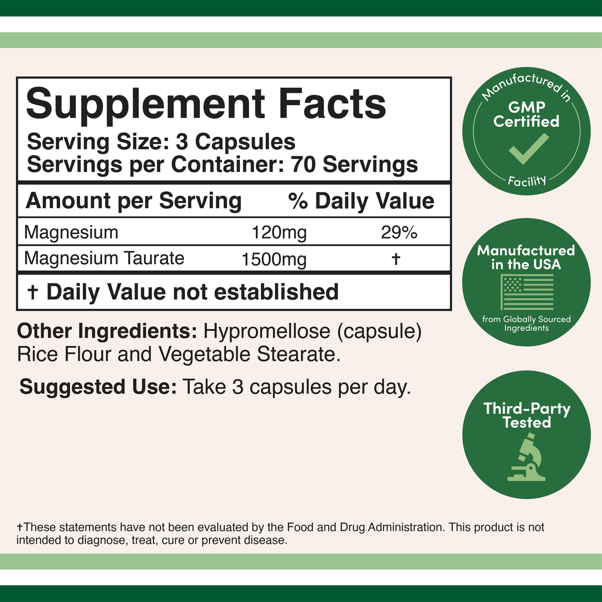 Magnesium Taurate Supplement