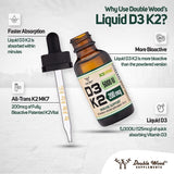 Vitamin D3 + K2 Liquid Drops Double Pack - Double Wood Supplements